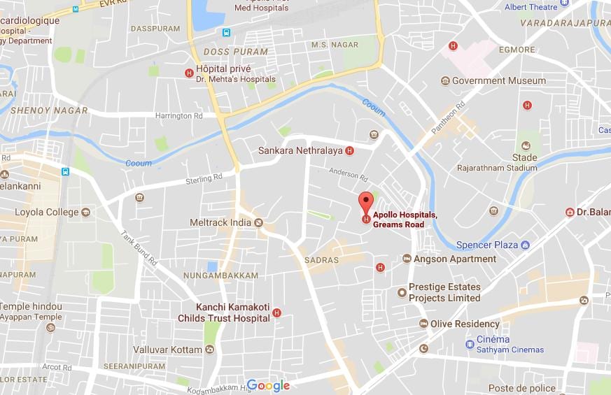 Аполлон больницы Ченнаи nungambakkam, который карте